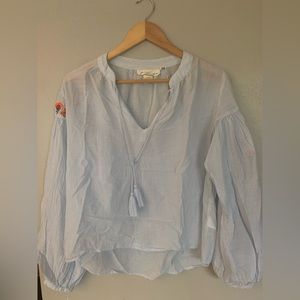 H&M Light blue blouse with embroidered sleeves